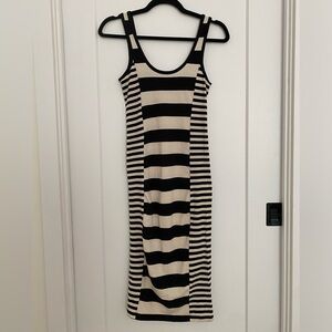 French Connection Black and Cream Striped Dress
